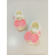 Lyla off white (baby knitted shoes) Handmade