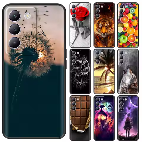For vivo V40 SE Case V40SE Black Cover Cat Dog Tiger Silicone Soft Back Cases For vivo V30 V40 SE 5G