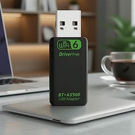 Windows 10/11 WiFi 6 AX900 + BT 5.4 USB Adapter, 2.4/5GHz Dual-Band WLAN Receiver, Driver-Free Windo