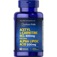 Puritan's Pride Acetyl L-Carnitine Free Form 400 mg with Alpha Lipoic Acid 200 mg.60capsules Exp12/2