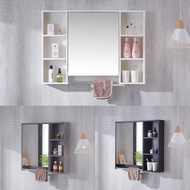 Solid Wood Waterproof Bathroom Mirror Cabinet Bathroom Mirror Wall-Mounted Bathroom Dressing Mirror Storage Rack Mirror Toilet Wall Hanging