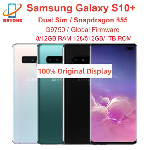 Samsung Galaxy S10 Plus S10+ G9750 Dual Sim Snapdragon 8/12GB RAM 128/512GB/1TB ROM 6.4" NFC 4G LTE 