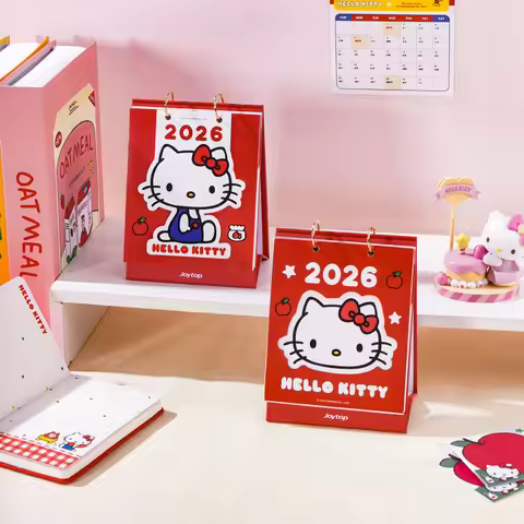 2026 Sanrio Hello Kitty Desk Calendar Cartoon Kitty Cat Student Memo Calendar Cartoon Desktop Orname