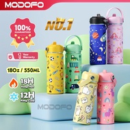 MODOFO 18oz Kids Tumbler Kids Thermos Bottle Stainless Steel Cute Water Bottle botol air tahan sejuk