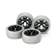 Tamiya 95412 Hard Low-Profile Tire (Silver) & Carbon Wheel Set (Y Spoke)