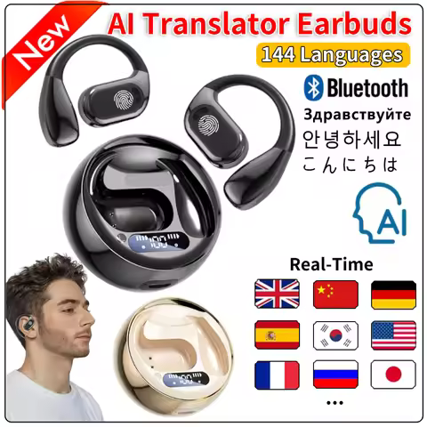 Translation Earbuds AI Earphone Translator 144 Languages Translation Earphones Bluetooth Wireless He