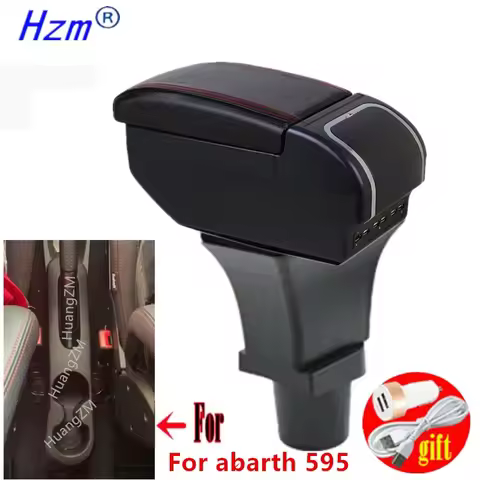 For abarth 595 Armrest Box For abarth 595 Central Store Content Storage Box with Cup Holder Ashtray 