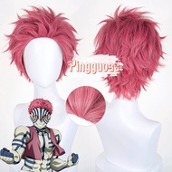 Demon Slayer Akaza Cosplay Wig 30cm Heat-Resistant Synthetic Hair