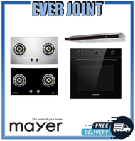 Mayer MMSS882HI / MMGH882HI [86cm] 2 Burner Stainless Steel / Glass Black Gas Hob + Mayer MMSL902BE [90cm] Slimline Hood + Mayer MMDO8R [60cm] Built-in Oven with Smoke Ventilation System Bundle Deal!!