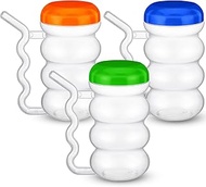 3 Pcs Sip a Mug 14 oz Easy to Grip Plastic Kid's Cup Where the Handle Is the Straw Clear Sippy Cups 