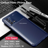 Matte Carbon Fiber Phone Case For Oppo A95 A94 A93 A74 A55 A16 K A16K A15 Realme C21 Y C21Y C 21Y C2