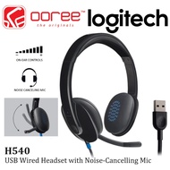 LOGITECH H540 WIRED USB COMPUTER HEADSET WITH HIGH DEFINITION SOUND, ON EAR CONTROL & NOISE CANCELLI