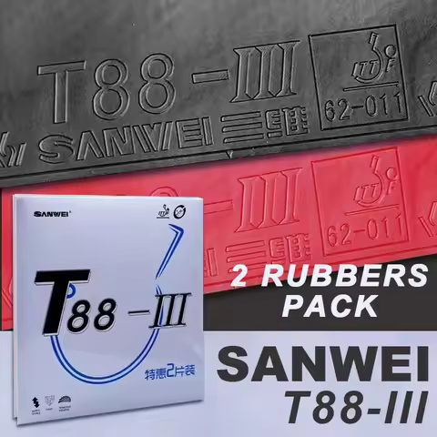 SANWEI T88-3 Table Tennis Rubber 2 Pcs Pack Semi-Sticky Ping Pong Rubber Sheet for Entry Players