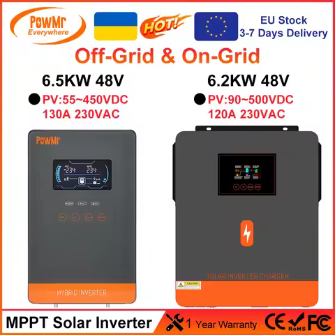 PowMr 6.2KW Hybrid Solar Inverter 48VDC Battery to 230VAC Output PV 500VDC With MPPT 120A Controller