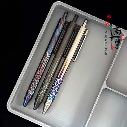 Titanium Alloy Titanium Damascus Water Drop Sword Pattern Click Gel Pen Premium Business Office Sign
