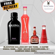 Blackpink Bulldog Dry Gin 750ml + X-Rated Vodka 750ml (Bundle deal) + FREE 1 Grand Marnier(50ml) & 1