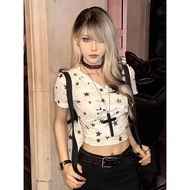 y2k T-Shirt y2k Women's American Retro Top y2k y2k y2k Clothes y2k Hot Girl Star Print Rabbit Ears H