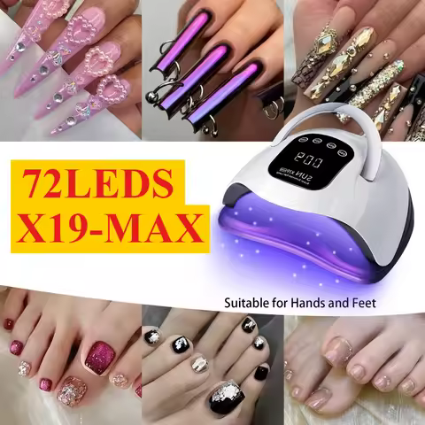 X19 MAX UV LED 72 Beads Nail Drying Lamp Professional UV Nail Art Dryer Light for Gel Nails Fast Cur