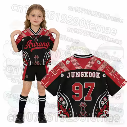 2026 New Summer KPOP Boyband Jersey Style T-Shirt Women Girl Casual Sport Top with Korean Traditiona