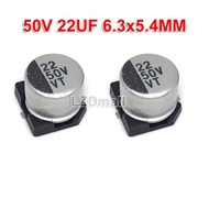10ชิ้นตัวเก็บประจุแบบอิเล็กโทรไลติกอลูมิเนียม SMD 50V22UF 22UF 50V 6.3X5.4Mm ดั้งเดิม