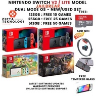 Nintendo Switch V2 / Lite Jailbreak Dual OS Full Set Accessories Full Games with SD Memory Card