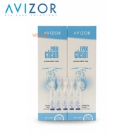 Avizor Ever Clean Preservative-Free Contact Lens Solution (2X225ml FREE Eye Drop Lacrifresh 0.4ml x 