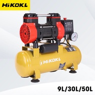 HIKOKL Air Compressor 1.7Hp Motor Oil Less Silent Type 9/30/50L Heavy Duty Professional Power Tools