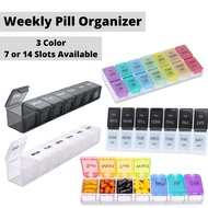 (SG Local) Weekly Pill Organizer | 7 Days 14 Slots Medicine Box | Portable Pill Case AM PM Vitamin S