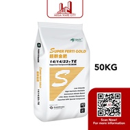 SUPER FERTI GOLD 14-14-23+TE 50KG Baja Buah Sawit Pisang Jagung, Ubi