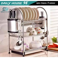 3-tier dish rack, stainless steel sus 304 dish rack, glass stacking rack