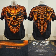 🌍Liquid blue Skull Fire OVP Vintage เสื้อยืดOvp เสื้อวง มัดย้อม งานลิขสิทธิ์แท้ มือ1 ลิขขวิดบลู‼️สิน