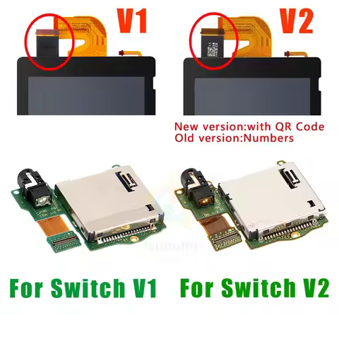 Replacement Game Card Slot Socket Reader Board with Earphone Headphone Jack Port for Switch V1/V2 Ga