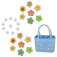 Handbag Rubber Beach Bag Charms for Bogg Bag Beach Bag Accessories Charms DIY Pearl Flower Beach Bag