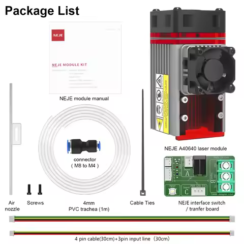 NEJE 80W Laser Module Kits 450nm A40640 Laser Head Built-in Double Beam for Stainless Steel Engravin