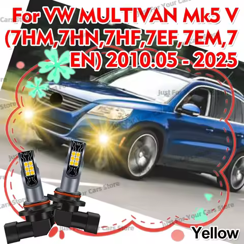 2x Car LED Fog Light Lamp Bulbs 3000K Yellow Wireless For VW MULTIVAN 5 Mk5 V (7HM,7HN,7HF,7EF,7EM,7
