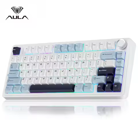 AULA F75 Gaming Mechanical Keyboard 2.4G Wireless/Bluetooth/Wired PBT keycaps 75% Layout RGB Gasket