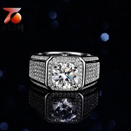 [Shizhi Name] Top 6A Moissanite Men's Ring 1-3 Carat Hearts Arrows D Color With Double Warranty 925 