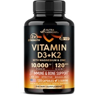 Vitamin D3 K2-Vitamin D3 1,000 iu and K2 As MK-7 120 mcg-Immune and Emotional Support, Promote Bones
