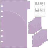 12pcs A6 Cash Stuffing Envelopes Purple Binder Pockets Dividers 6 Tabs 2 Layer Pocket Budget Planner