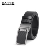 DAPPER เข็มขัดหนัง Carbon Fiber Reversible Plaque Buckle Belt ใส่ได้ 2 ด้าน สีดำ
