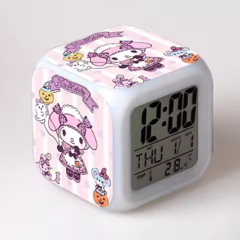 Hello Kitty Alarm Clock Girl Cute Cartoon Led Clock Child Bedroom Decor Kawaii Desk Clock Digital Ni