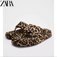 Zaraˉ2025 Summer New Womens Shoes Leopard Print Toe Flat Wear Slimming Sandals 2052230