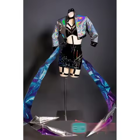 Game LOL cos Evelynn All Out KDA series Laser Singing uniform Women's team cosplay costume full set