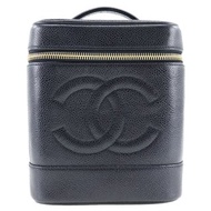 【日本直送】香奈兒 CHANEL 化妝箱包 手提包 COCO 標誌 魚子醬皮革 黑色 女性【二手】