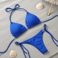 Strappy Lace-up Bikini Set with Push-up Top and Bikini Bottoms for Beach Holiday