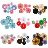 6 sets of paper flower fan handmade paper folding fan