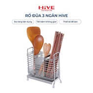 HiVE 304 stainless steel 3-compartment chopsticks and spoon box