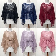 [SC] Wrinkled Lace Cape/ Glitter Lace Dress with Front Pleats Lace Dress for Weddings Non-Glitter & 