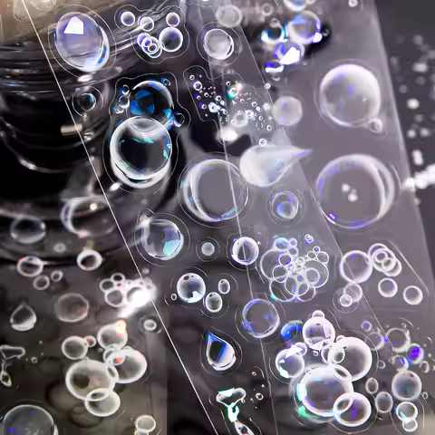 laser Transparent Bubble theme tape Sticker Decorative Scrapbooking Diary Album Junk Journal Supplie