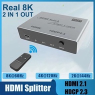 8K Switch HDMI 2.1 2x1 Switcher 8K 60Hz 4K@120Hz 2 In 1 Out Video Converter for Xbox PS3 PS5 PS4 Cam